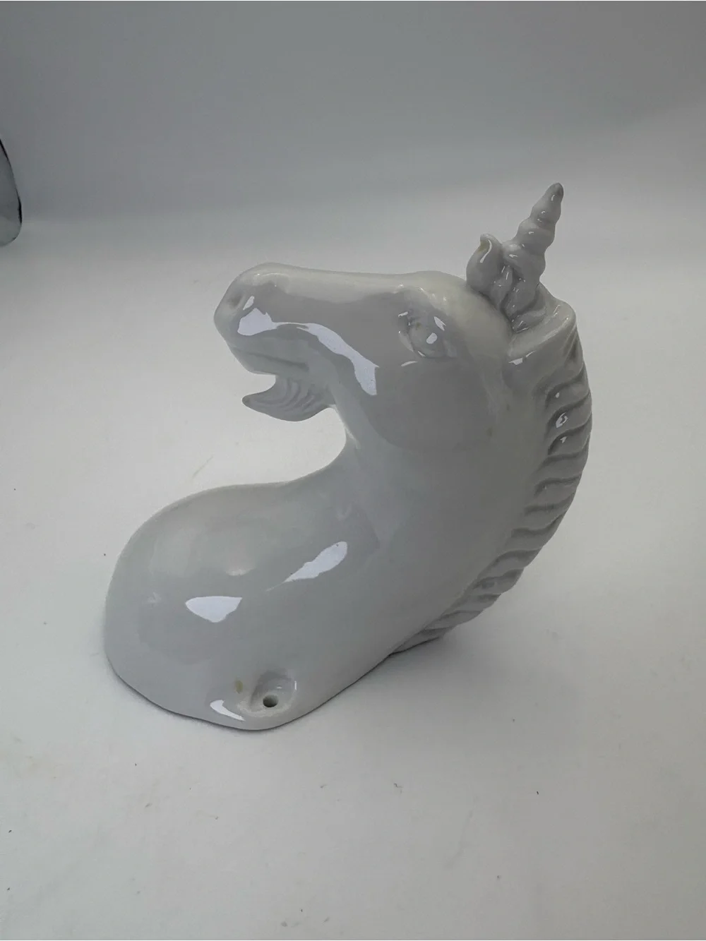 White Glazed Ceramic Unicorn Hook